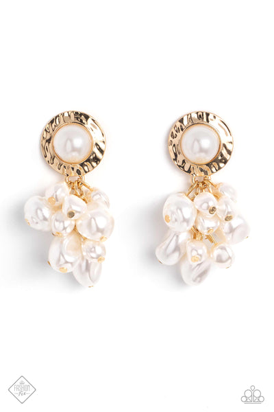 Paparazzi Long Time No SEA - Gold Pearl Earrings