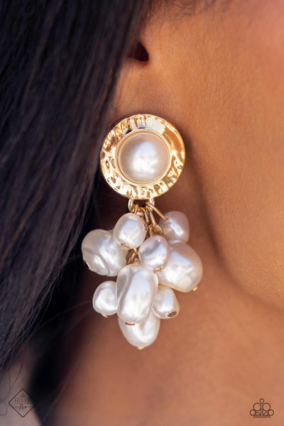 Paparazzi Long Time No SEA - Gold Pearl Earrings