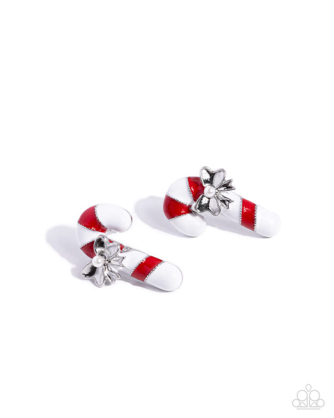 Paparazzi Christmas Morning Lanyard Necklace, Christmas Creatures Bracelet & Captivating Candy Cane Earrings Multi Set