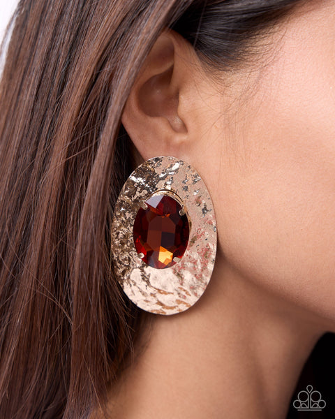 Paparazzi Appreciative Aptitude Bracelet, Ornately Oversized Earrings & Autumnal Riot Necklace Multi Brown Set