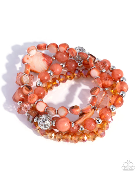 Paparazzi Stony Suite Necklace Blue & Thriving Tapestry Orange Bracelet Multi Set