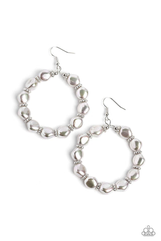 Paparazzi The PEARL Next Door - Silver Earrings