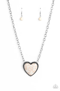 Paparazzi Authentic Admirer - White Heart Necklace
