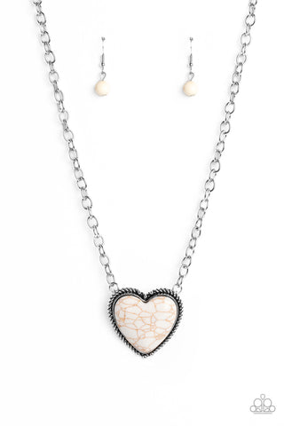 Paparazzi Authentic Admirer - White Heart Necklace