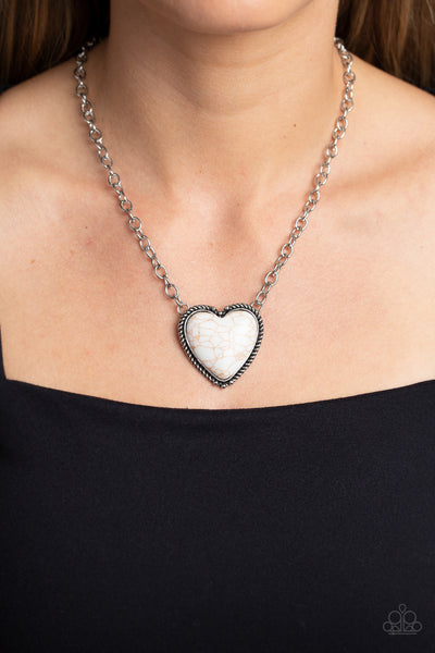 Paparazzi Authentic Admirer - White Heart Necklace