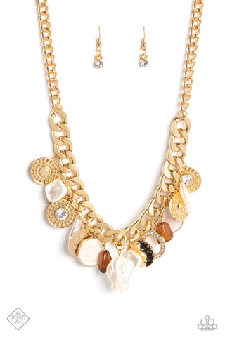 Paparazzi Now SEA Here - Gold Pearl Necklace