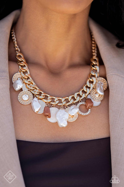 Paparazzi Now SEA Here - Gold Pearl Necklace