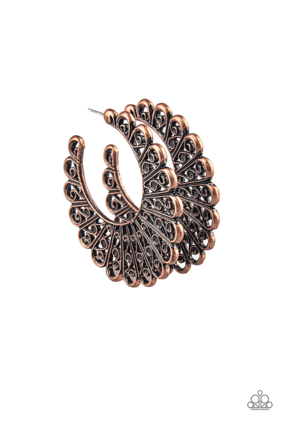 Paparazzi Funky Flirt - Copper Hoop Earrings