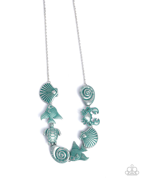 Paparazzi Coastal Shelf Necklace and Coastal Cay Bracelet Blue Set