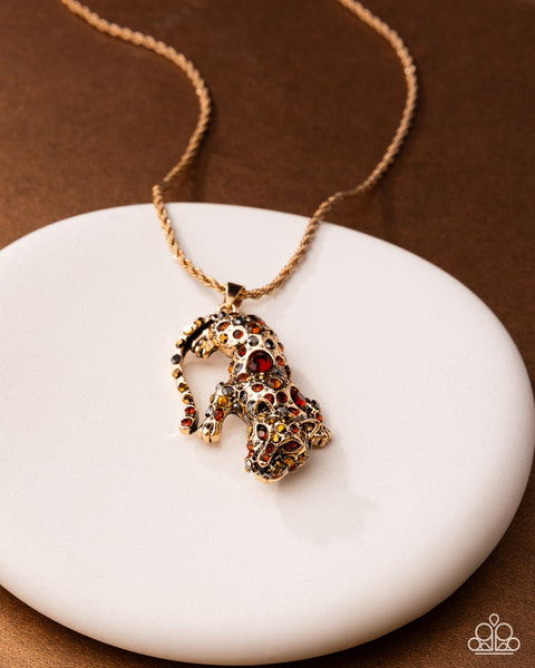 Paparazzi Ferocious Feline Jaguar Necklace Gold