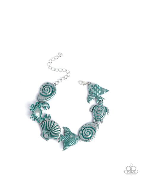 Paparazzi Coastal Shelf Necklace and Coastal Cay Bracelet Blue Set