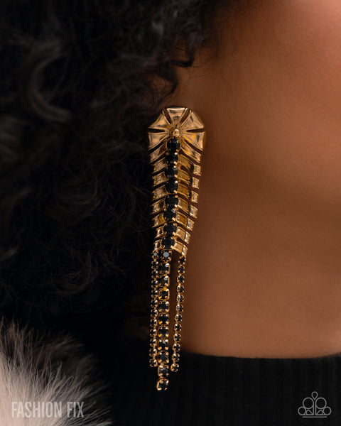 Paparazzi Sassy Staging Necklace, Polished Production Post Earring & Interlocked Ignition Bracelet Set Gold (3 pieces)