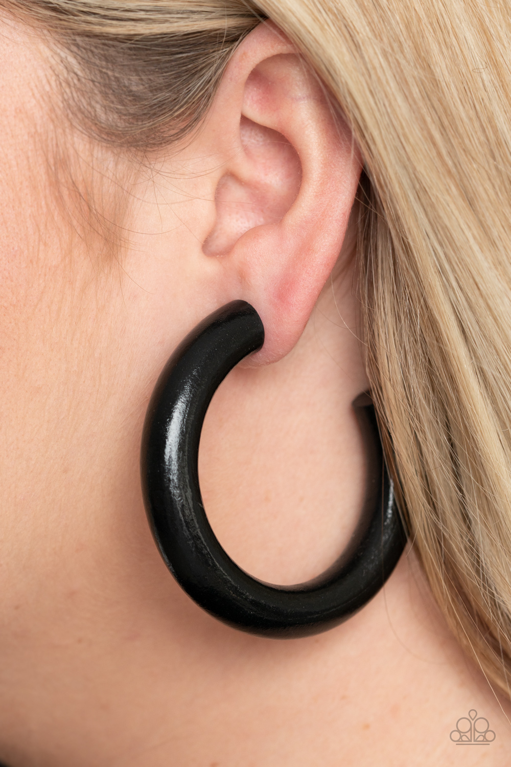 Paparazzi I WOOD Walk 500 Miles - Black Hoop Wooden Earrings