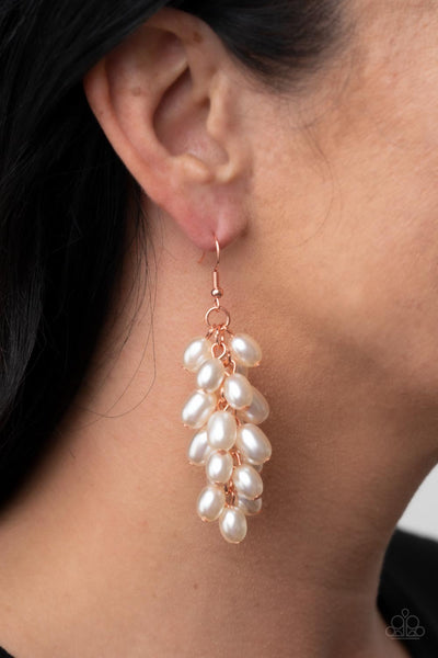 Paparazzi Pearl Posse - Copper Pearl Earrings