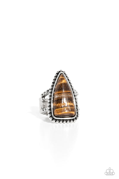 Paparazzi Earthy Engagement - Brown Tiger’s Eye Ring