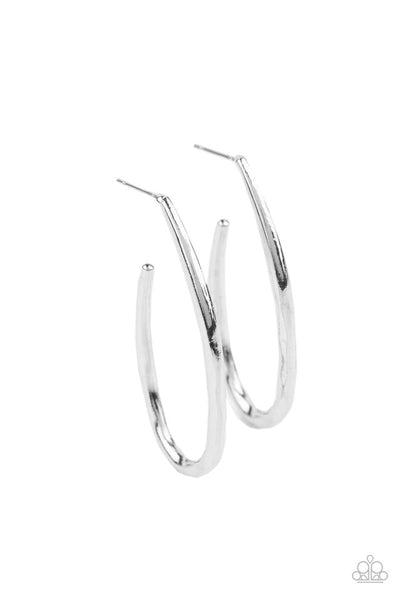 Paparazzi Totally Hooked - Silver Earrings