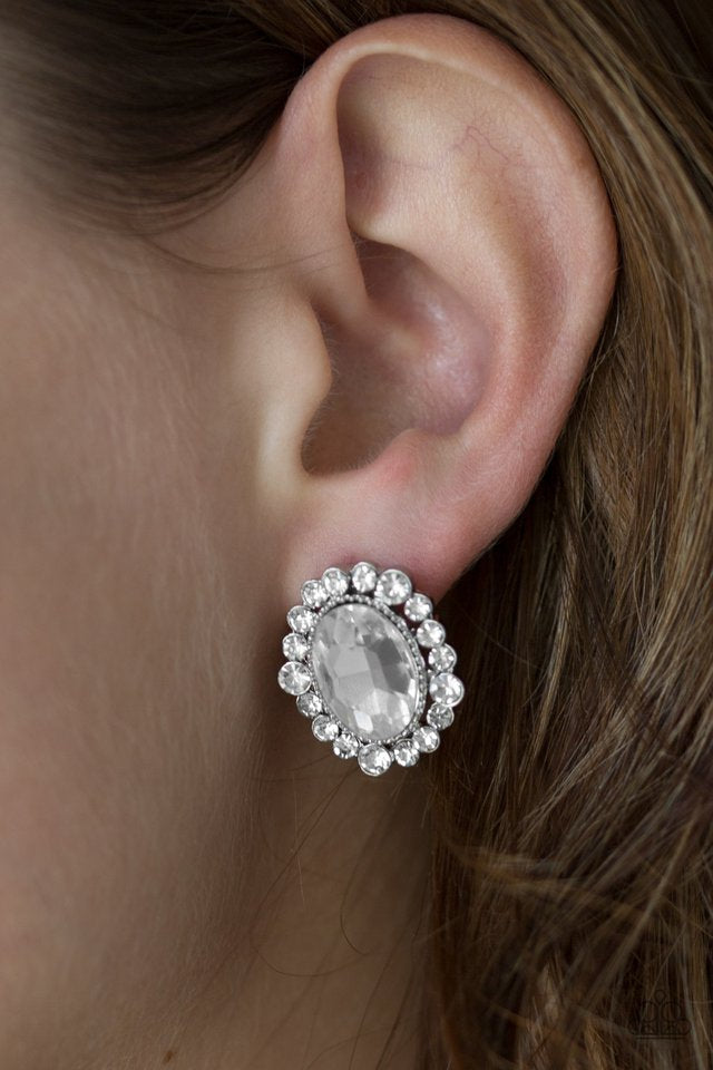 Paparazzi Hold Court White Post Earrings