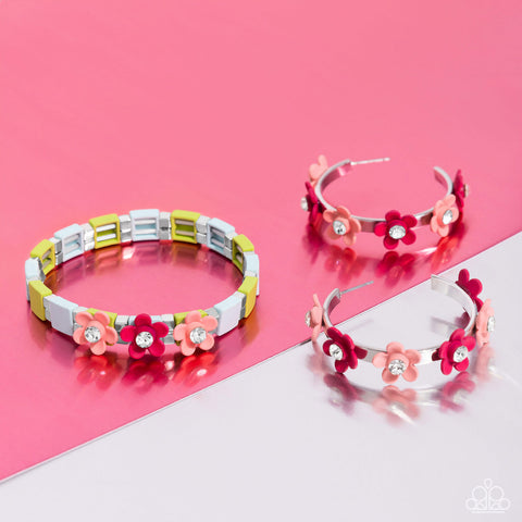 Paparazzi Sincerely Springtime Bracelet and Strictly Springtime Orange Hoop Earrings Set