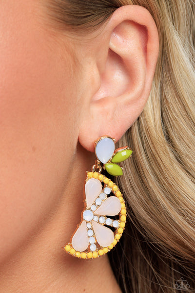 Paparazzi Slice of Summer Yellow Earrings