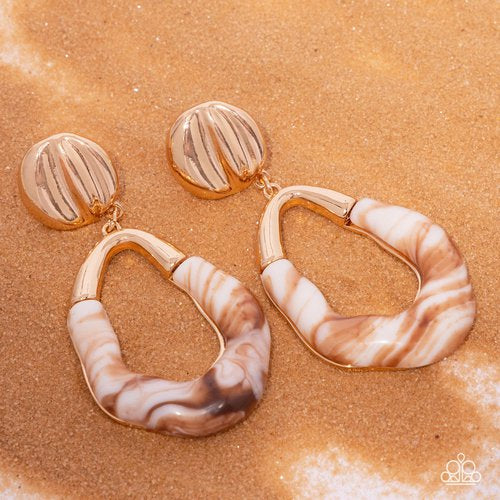Paparazzi High-Sheen Swirls Gold Earrings