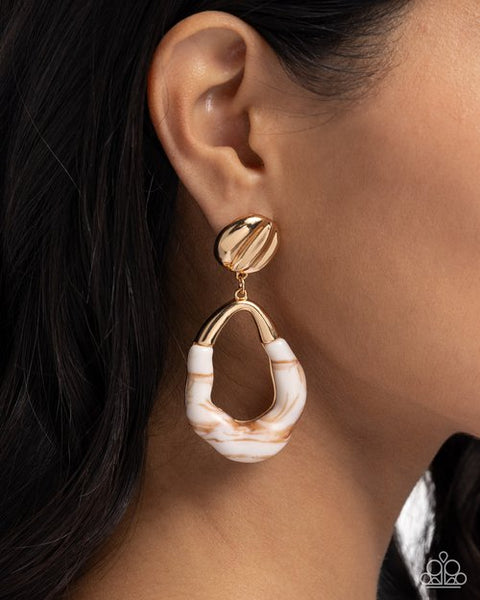 Paparazzi High-Sheen Swirls Gold Earrings