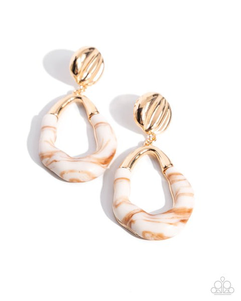 Paparazzi High-Sheen Swirls Gold Earrings
