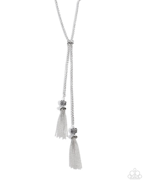 Paparazzi Tassel Transit - White Necklace