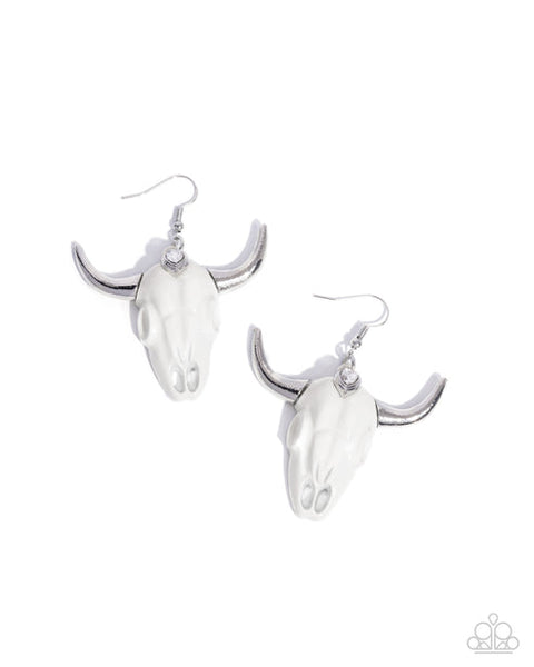 Paparazzi Southwestern Skull White Earrings