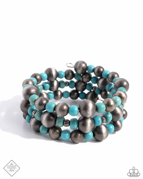 Paparazzi Daring Desert Blue Necklace and Desert Demand Blue Bracelet Set