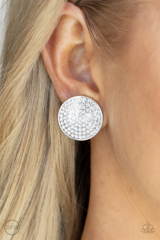 Paparazzi Drama on Demand - White Clip on Earrings