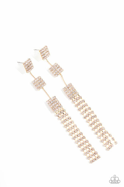 Paparazzi Fiercely Free Falling Gold Earrings