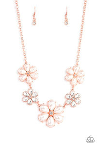 Paparazzi Fiercely Flowering Necklace and Pearl Posse  Earrings Set Copper