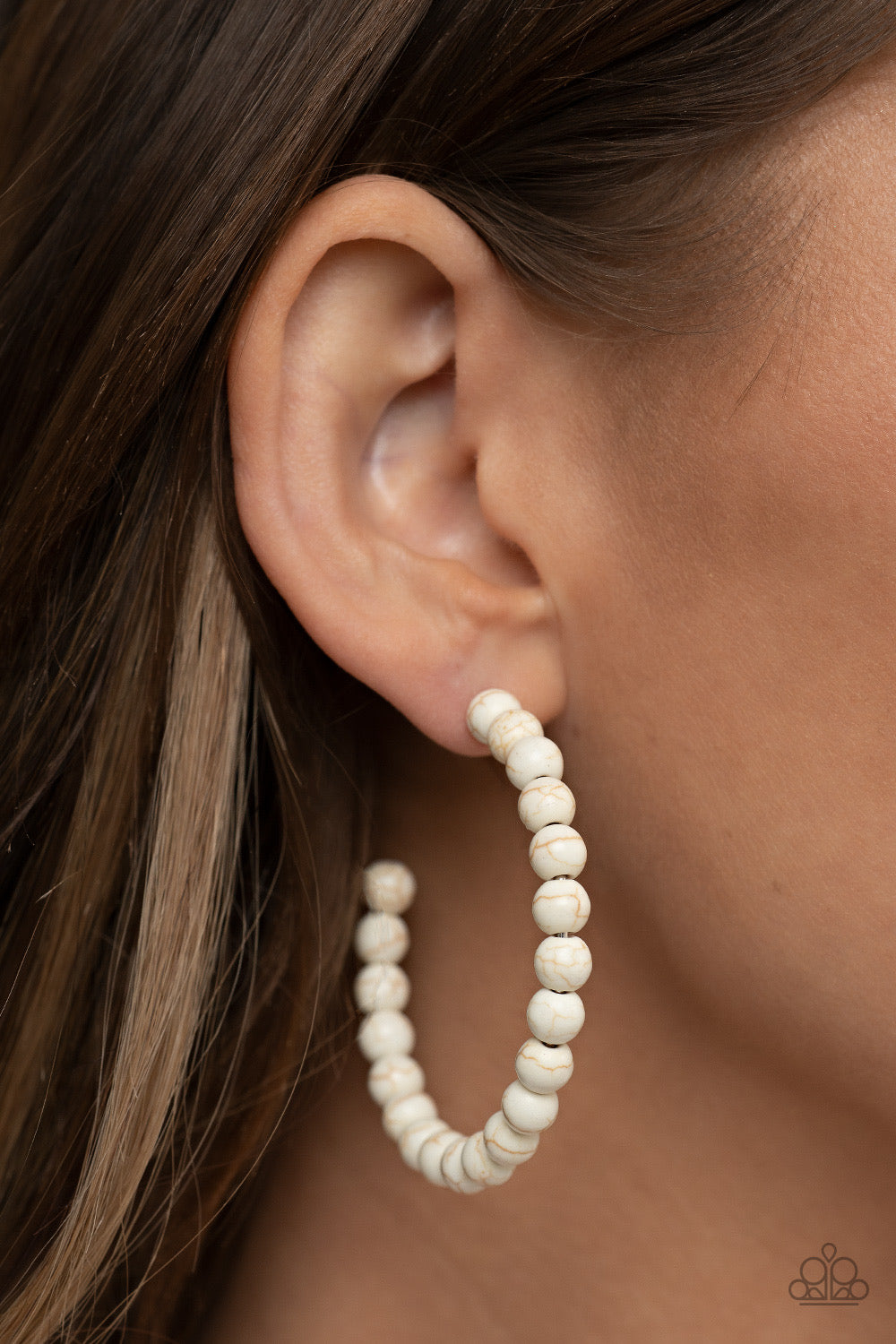 Paparazzi Rural Retrograde - White Stone Earrings