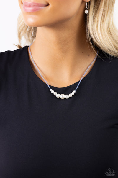 Paparazzi White Collar Whimsy - Blue Pearl Necklace