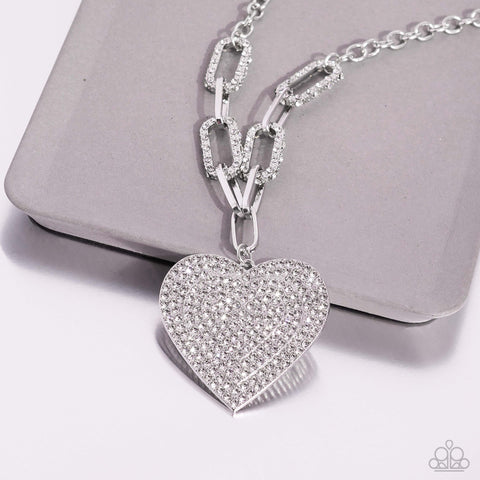 Paparazzi Roadside Romance - White Heart Necklace