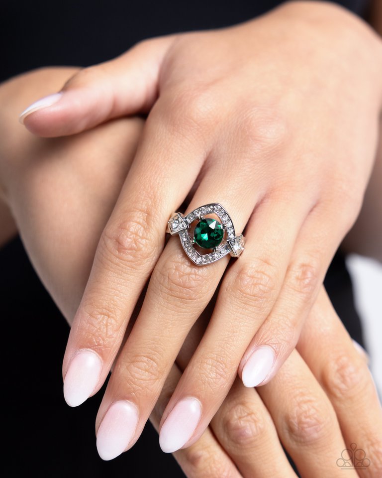 Paparazzi Undefeated Dazzle Green Ring