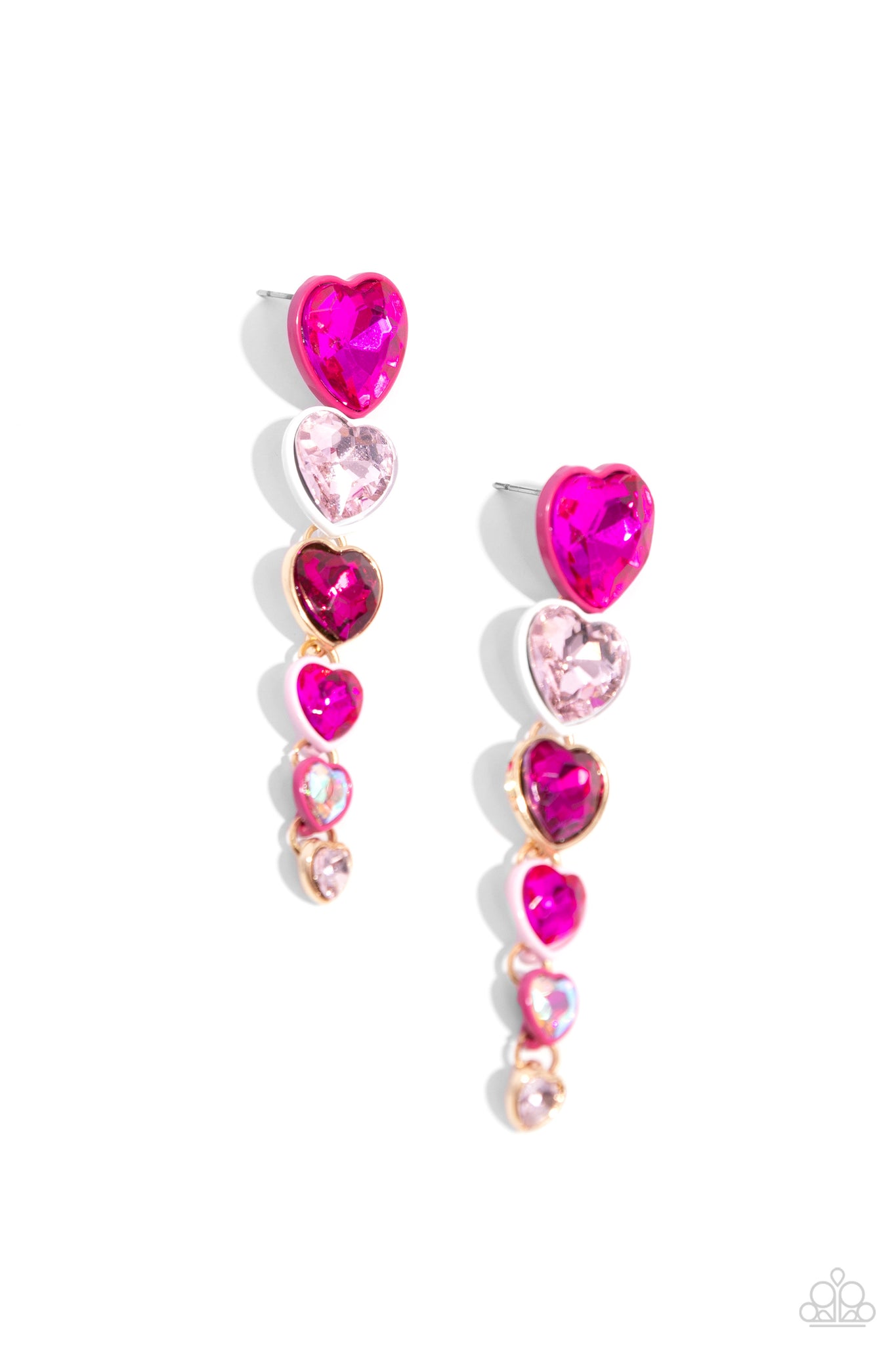 Paparazzi Cascading Casanova - Pink Heart Earrings