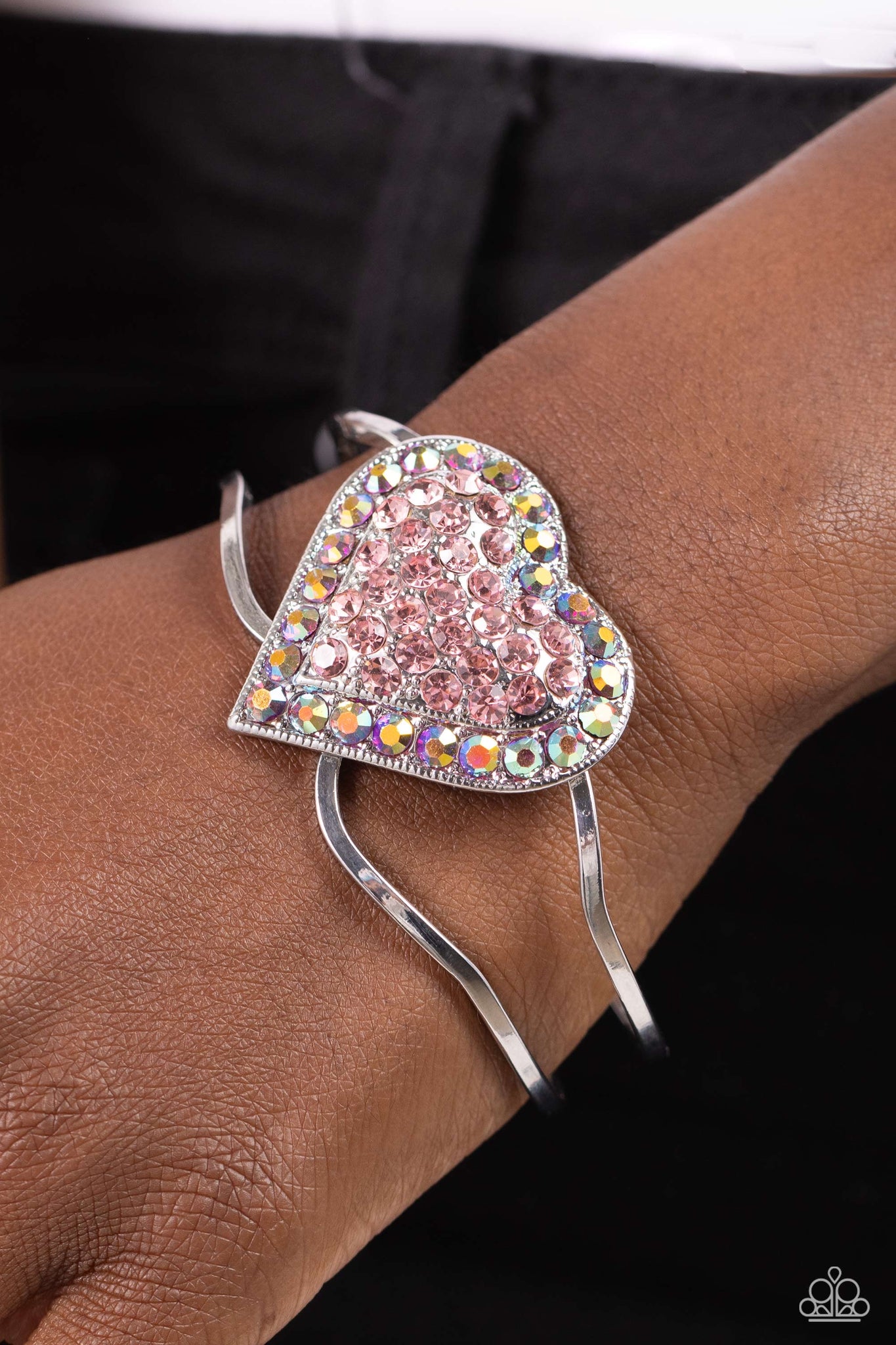 Paparazzi Flirtatious Finale - Pink Heart Hinged Bracelet