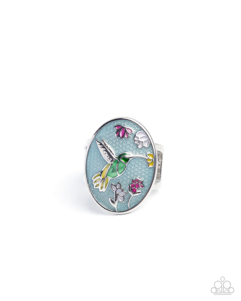 Paparazzi Hummingbird Haven Multi Earrings and Hummingbird Hope Blue Ring Set