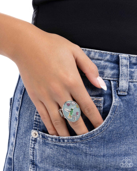 Paparazzi Hummingbird Haven Multi Earrings and Hummingbird Hope Blue Ring Set
