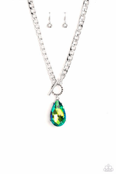 Paparazzi Edgy Exaggeration Green Toggle Necklace