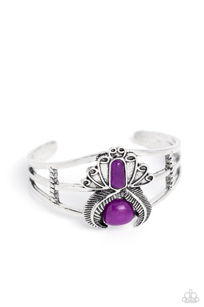 Paparazzi Peacock Plume Cuff Bracelet Purple