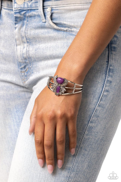 Paparazzi Peacock Plume Cuff Bracelet Purple