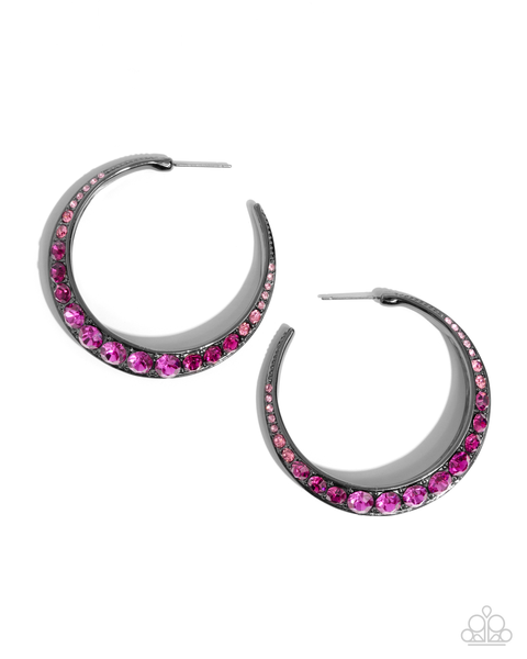 Paparazzi Embedded Edge - Pink Hoop Earrings