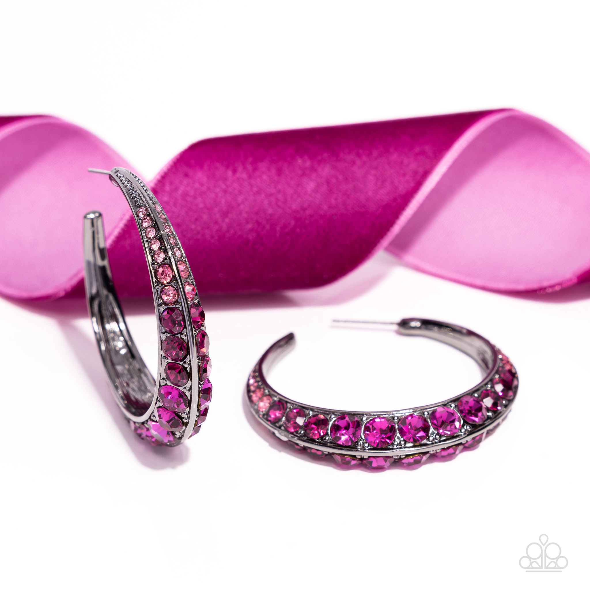 Paparazzi Embedded Edge - Pink Hoop Earrings