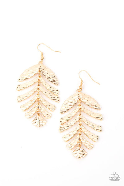 Paparazzi Lavish Leaf Earrings & Palm Lagoon Ring Gold