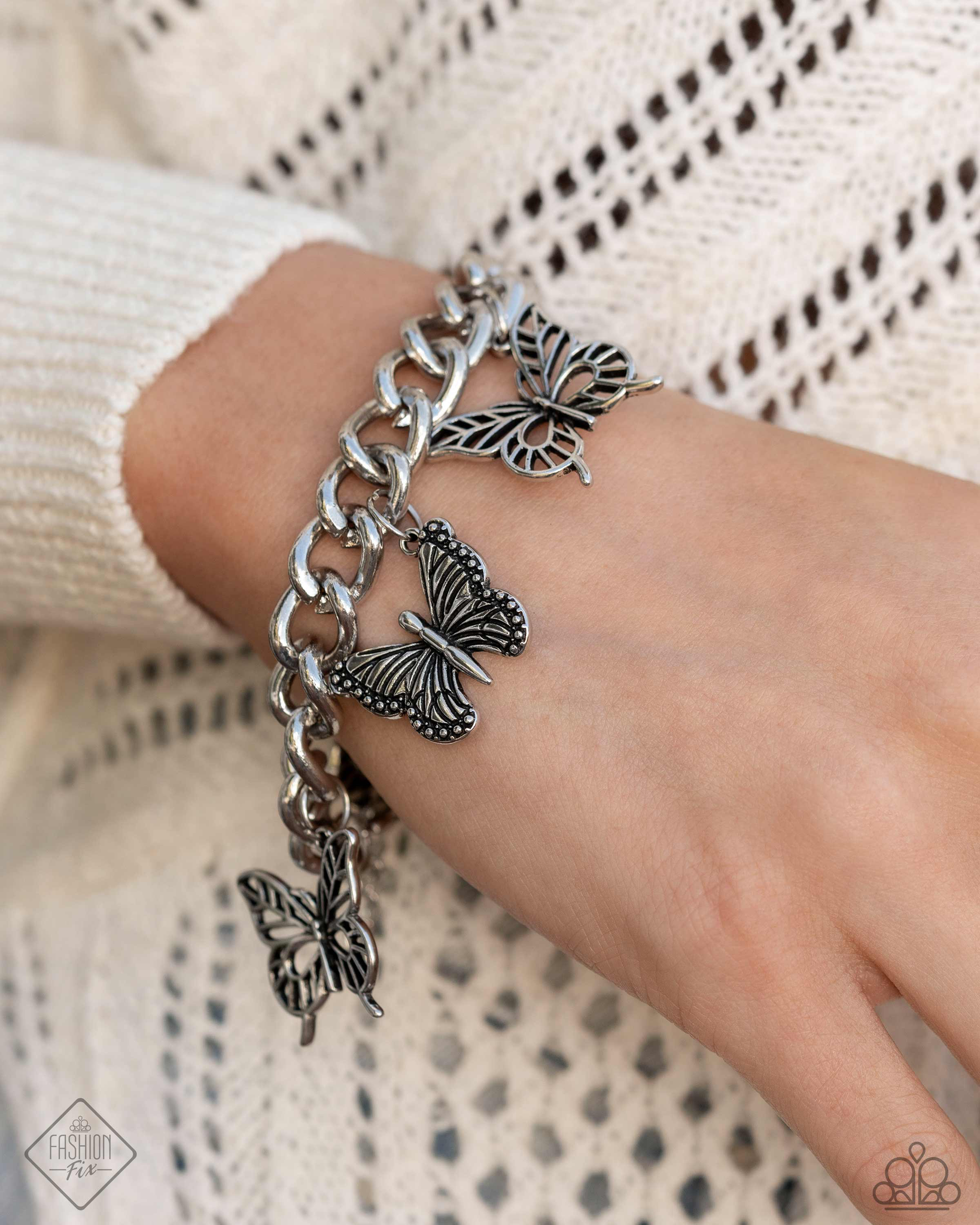 Paparazzi Aerial Ambience - Silver Butterfly Bracelet