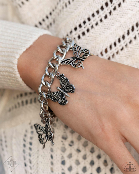 Paparazzi Aerial Ambience - Silver Butterfly Bracelet