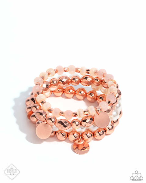 Paparazzi Dawn Demonstration Pearl Copper Bracelet