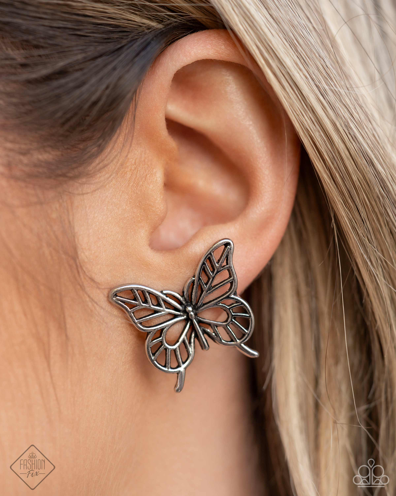 Paparazzi High and FLIGHTY - Butterfly Silver Earrings